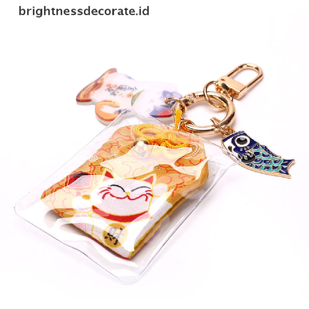 [Birth] 1x Omamori Maneki Neko Penghilang Misfortune Lucky Key Holder Gantungan Kunci Hadiah [ID]