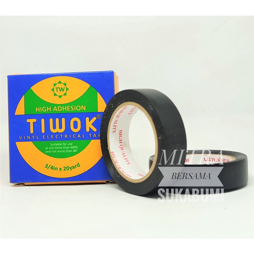 

Isolasi listrik kabel merk Tiwok warna hitam 20yard