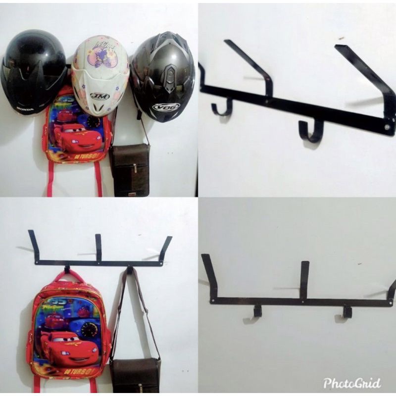 Rak Helmt Dinding 3 Cantolan Gratis Paku 3 Pcs