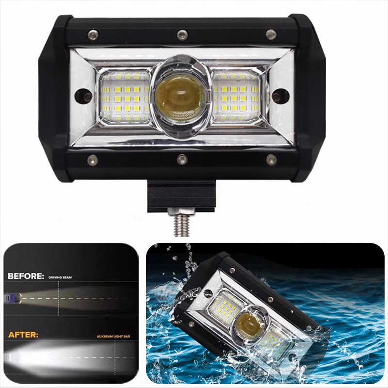 12v-24v/2pcs Lampu Kerja Led Super Terang 5 105w Untuk Mobil Jeep Truk Suv Atv Traktor Kapal Motor putih + cahaya kuning mode dua warna