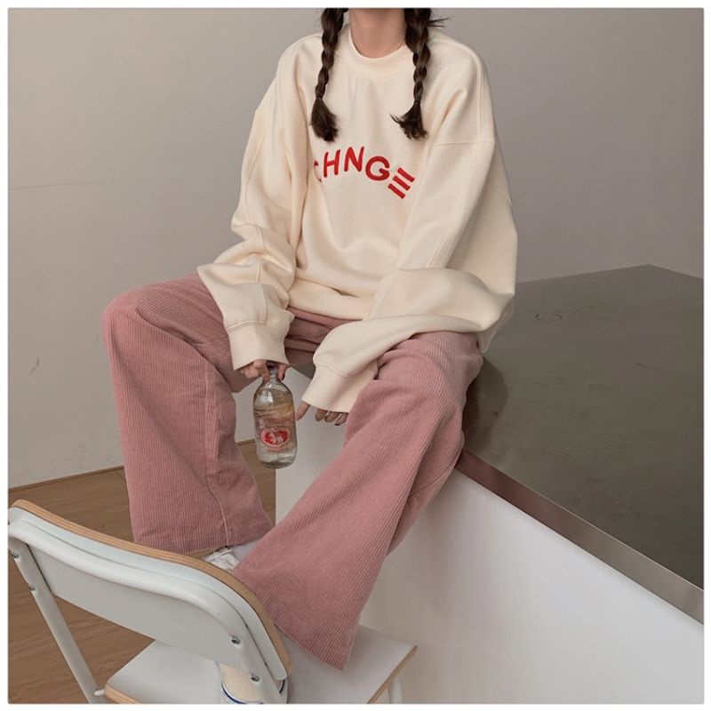 (S - 6XL) Sweater BIG SIZE CHNGE Boy Girl Cream Burgundy Sweatshirt Korean Harajuku style Fashion Crewneck Change Urban Style Unisex Jumbo Oversize 5XL 4XL 3XL 2XL XL L M jaketin aja