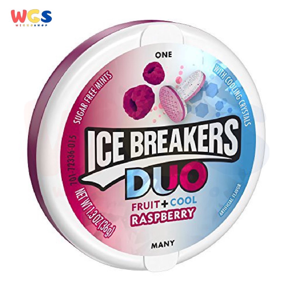 Ice Breakers Duo Fruit Cool Raspberry Sugar Free Mints Candy 1.3oz 36g