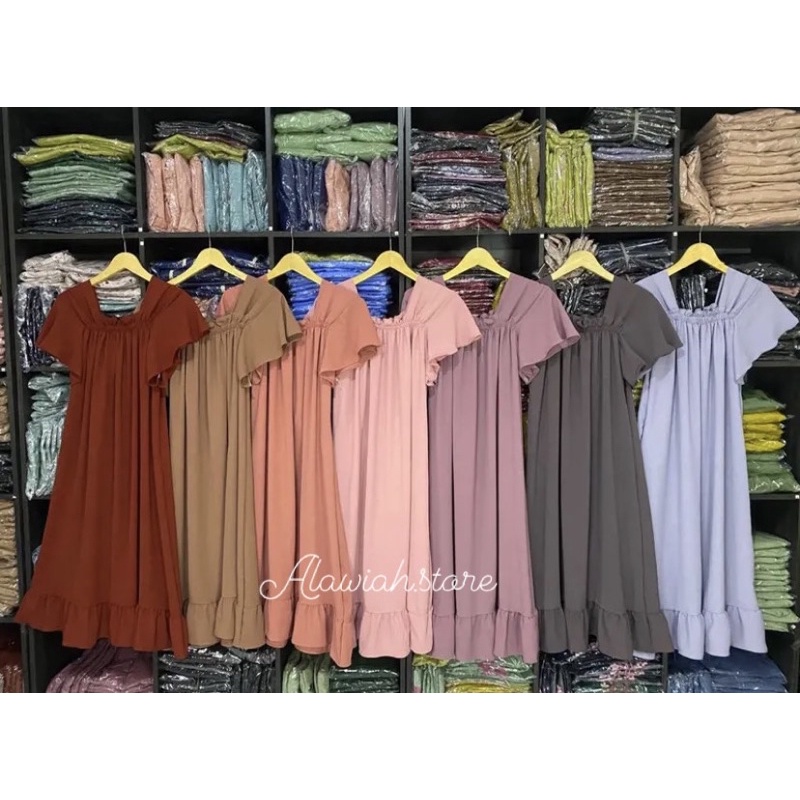 READY DASTER CRINKLE LAURA/DRESS AIRFLOW CRINKLE PREMIUM/HOMEDRESS DASTER FUJI PENDEK SELUTUT BAHAN 