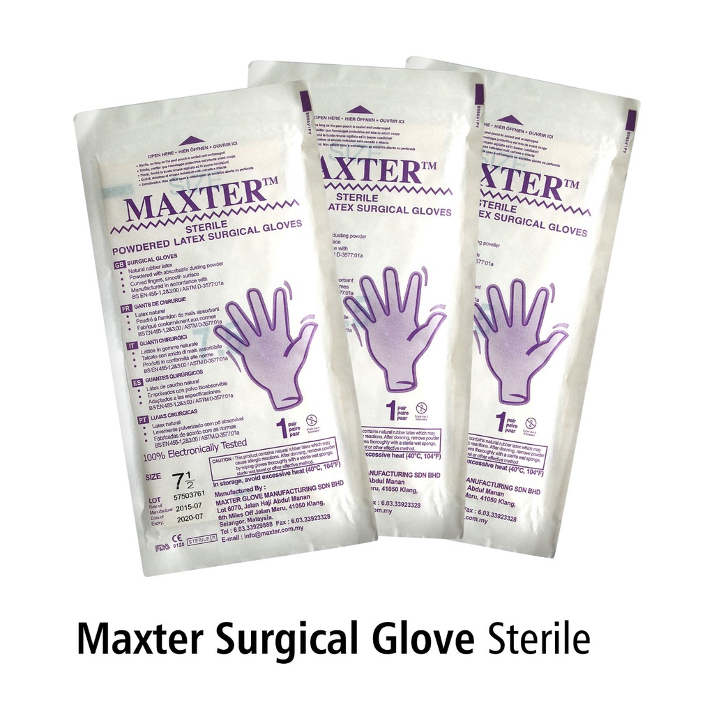 SARUNG TANGAN STERIL MAXTER handscoon steril maxter powder