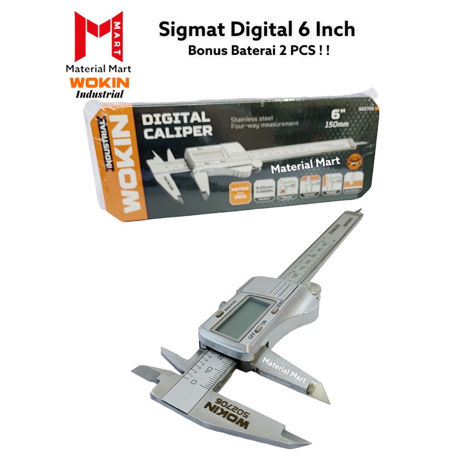 Sigmat Digital Wokin 6 Inch | Digital Caliper Stainless 6&quot; | Jangka Sorong | Material Mart