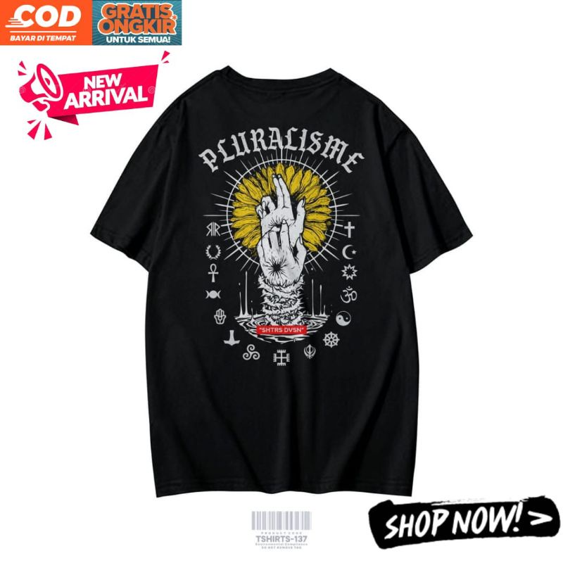 Baju Kaos Pria Motif Pluralisme Toleransi Agama Lengan Pendek Terbaru