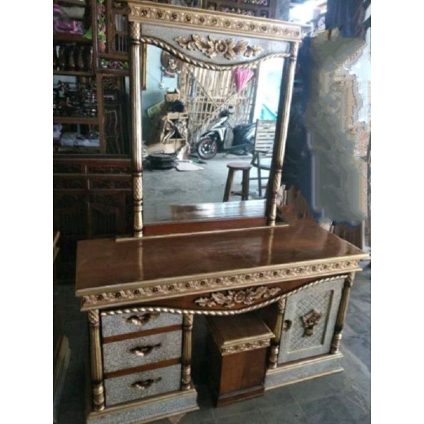 Meja Rias Ukir Kayu Jati Tambang / Tolet Tambang / Tolet Kayu Jati / Meja Rias Kayu Jati / Tolet Mur