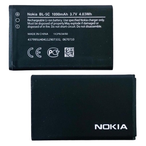 Batu Battery Nokia BL 5C 1100 1101 1110 1110i 1112 1200 1208 1209 1600 1650 2280 2300 2310 2600 2626 3100 3109 Clasic 3110 Evolve 3120 3600 3610 Fold 3650 6030 N70  Baterai 3.7 3,7 V Stone Baterai Batre Handphone HP Nokia BL- 5C BL5C 5 C ORI Original OEM