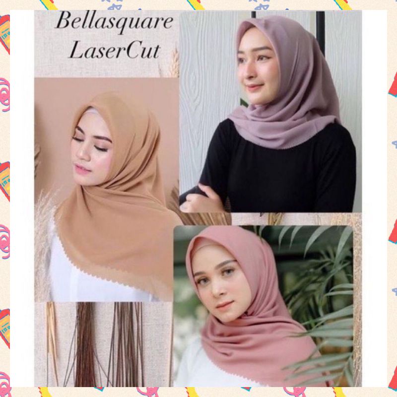 Hijab Segi Empat Bella Square Lasercut Premium Murah