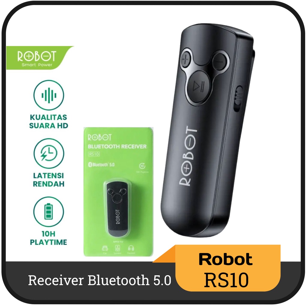 Bluetooth Audio Receiver ROBOT RS10  With 5.0 Small&amp;Portable AUX 3.5mm