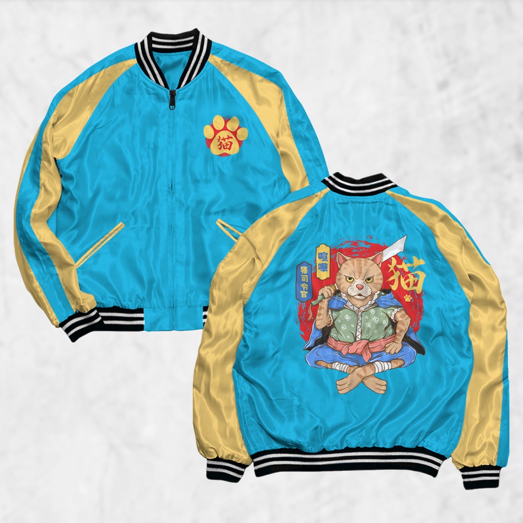 Fortglass Jaket Sukajan Motif CAT Sablon Jaket Pria Wanita Distro Unisex Japan Premium Original