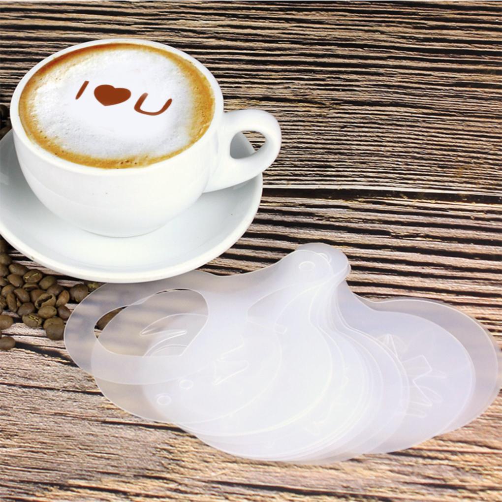 8 Pcs Cappuccino Kopi Stensil Cafe Busa Template Spray Latte Art DIY Cetakan