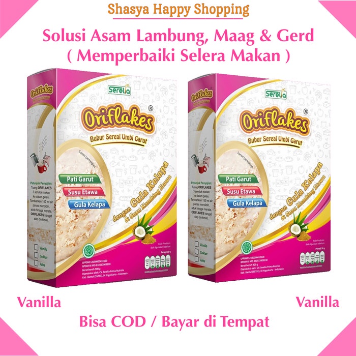 

[BISA COD] 2 Box 900 Gram ORIFLAKES Sereal Asam Lambung - 2 box Vanila