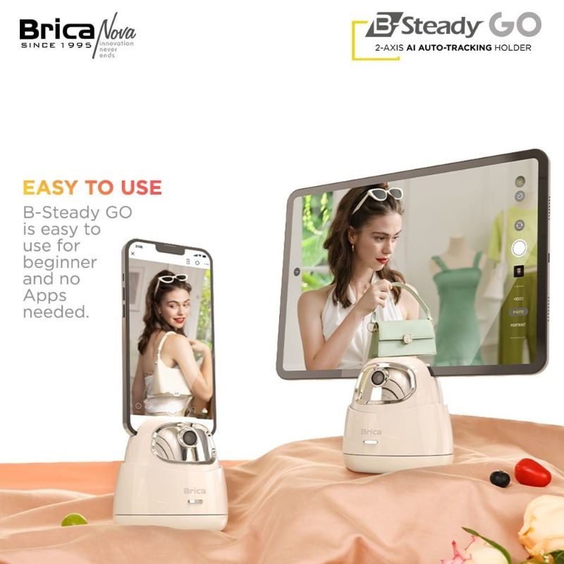 Brica B-Steady GO 2-Axis AI Auto-Tracking Holder - Free T-Shirt - BSGO