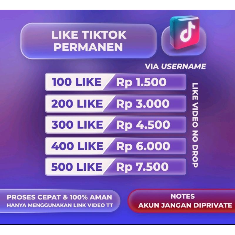 LIKE TIKTOK PERMANEN MURAH