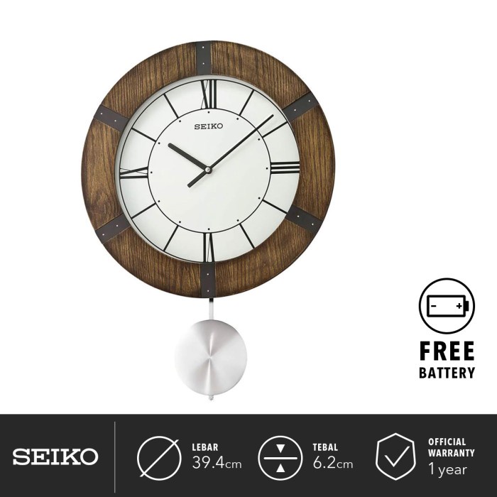 Jam Dinding Seiko Clock QXC241B 39.4cm Analog Mason Pendulum Wall Ori