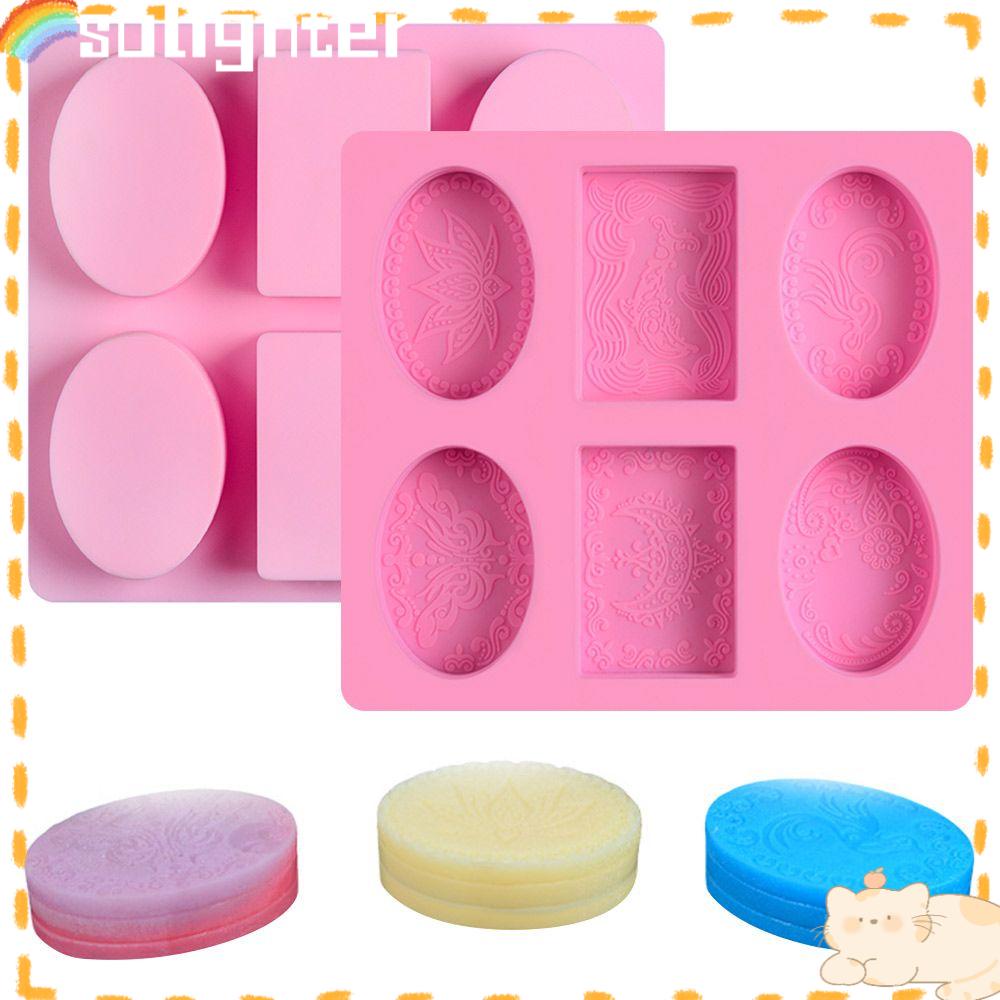 Solighter Cetakan Sabun Silikon 3D Multi Fungsi Persegi Panjang Oval DIY Craft Handmade Soaps Supplies