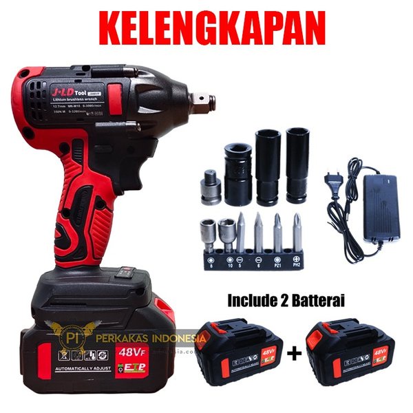 Mesin Bor Baut Cordless Impact Wrench JLD TOOL JV88 48V Brushless Sock Portable Baterai 330Nm LE