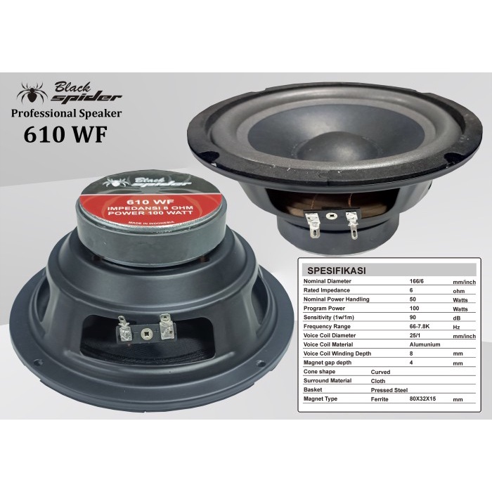 Speaker Component Black Spider BS 610 WF 6&quot;