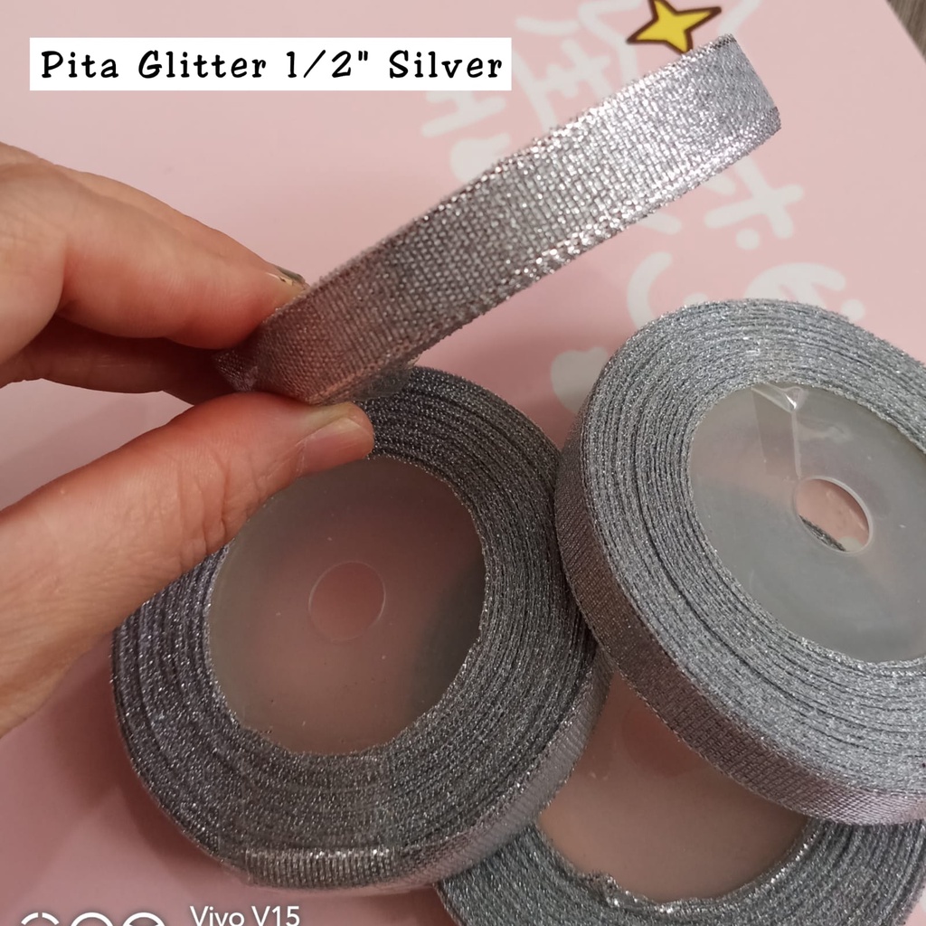 Pita Glitter Emas &amp; perak untuk pembungkus Kado / Parcel / Prakarya Sekolah