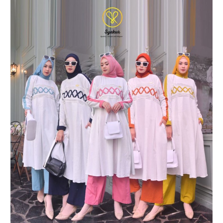 READY SIAP KIRIM BISA COD SETCEL SYAKUR COLLECTION TERBARU TERMURAH SETELAN CELANA KULOT TERBARU ORI