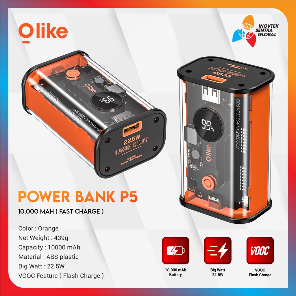 Olike P5 BLITZ Power Bank 10000mAH 22.5W VOOC Fast Charging Powerbank