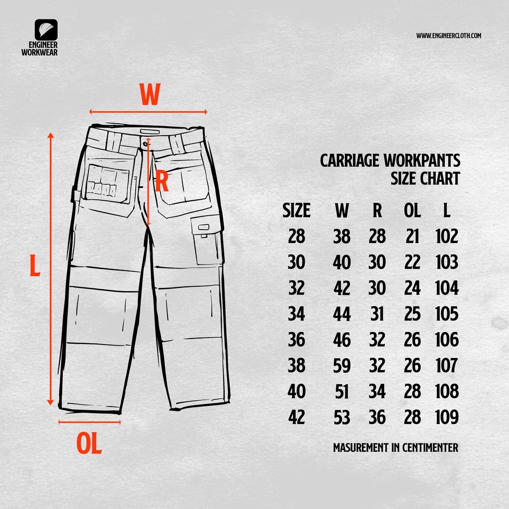 CARRIAGE WORKPANTS CELANA KERJA LAPANGAN KARGO UNISEX EXTRA SAKU BY ENGINEER WORKWEAR