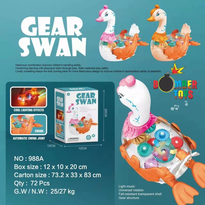 MAINAN ANAK GEAR SWAN DUCK LIGHT MUSIC