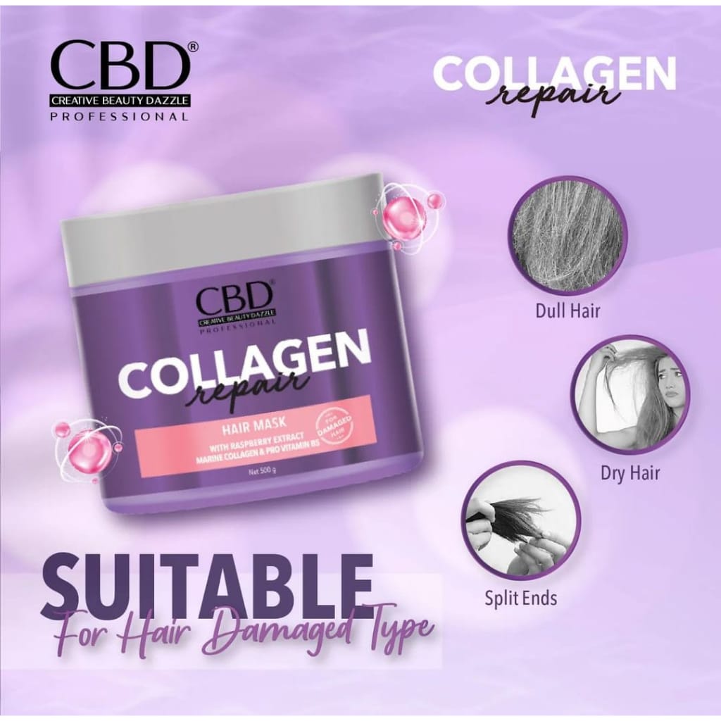 NEW ! CBD Collagen Repair Series Shampo - Conditioner - Hair Mask Masker Rambut ( UNGU )