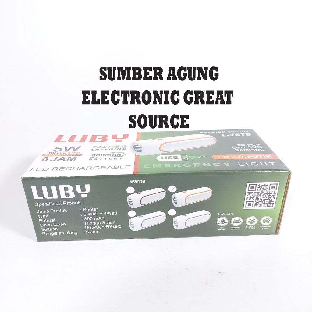 Luby L7678 Emergency Fast Charging Tahan 8 Jam 800mAh Baterai Senter 5W