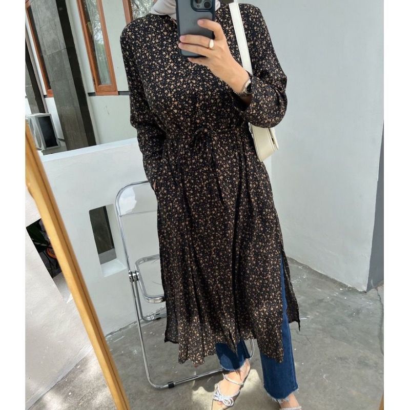 BEFAST - ZEC DRESS WANITA RIANTI / Delila Slit Dress / LongDress Wanita Keluaran Terbaru / Pakaian Wanita Casual Trendy / Dress Motif Bunga-Bunga / Outfit Wanita Hijab Style / Dress Maxy Lengan Panjang Terlaris / Fashion Wanita Pesta/Kondangan