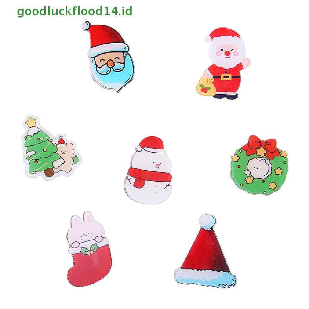 [GOOGFOUR] Bros Natal Santa Claus Elk Snowman Pohon Natal Lonceng Akrilik Lencana Pin Aksesoris Lucu Kerah Pin Lencana Perhiasan [TOP]