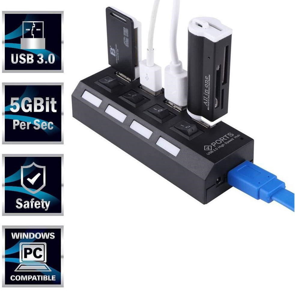 Hub USB 4port USB 3.0 Hub Splitter Adaptor Hub USB 5Gbps Kecepatan Tinggi