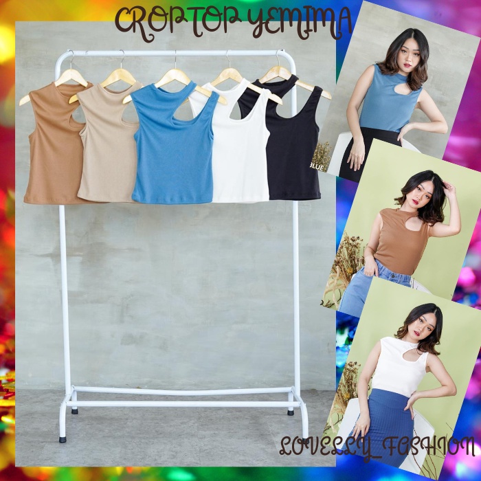 TANKTOP YEMIMA Motif Cut Off Bahan Rajut Wanita Murah Kekinian Terbaru