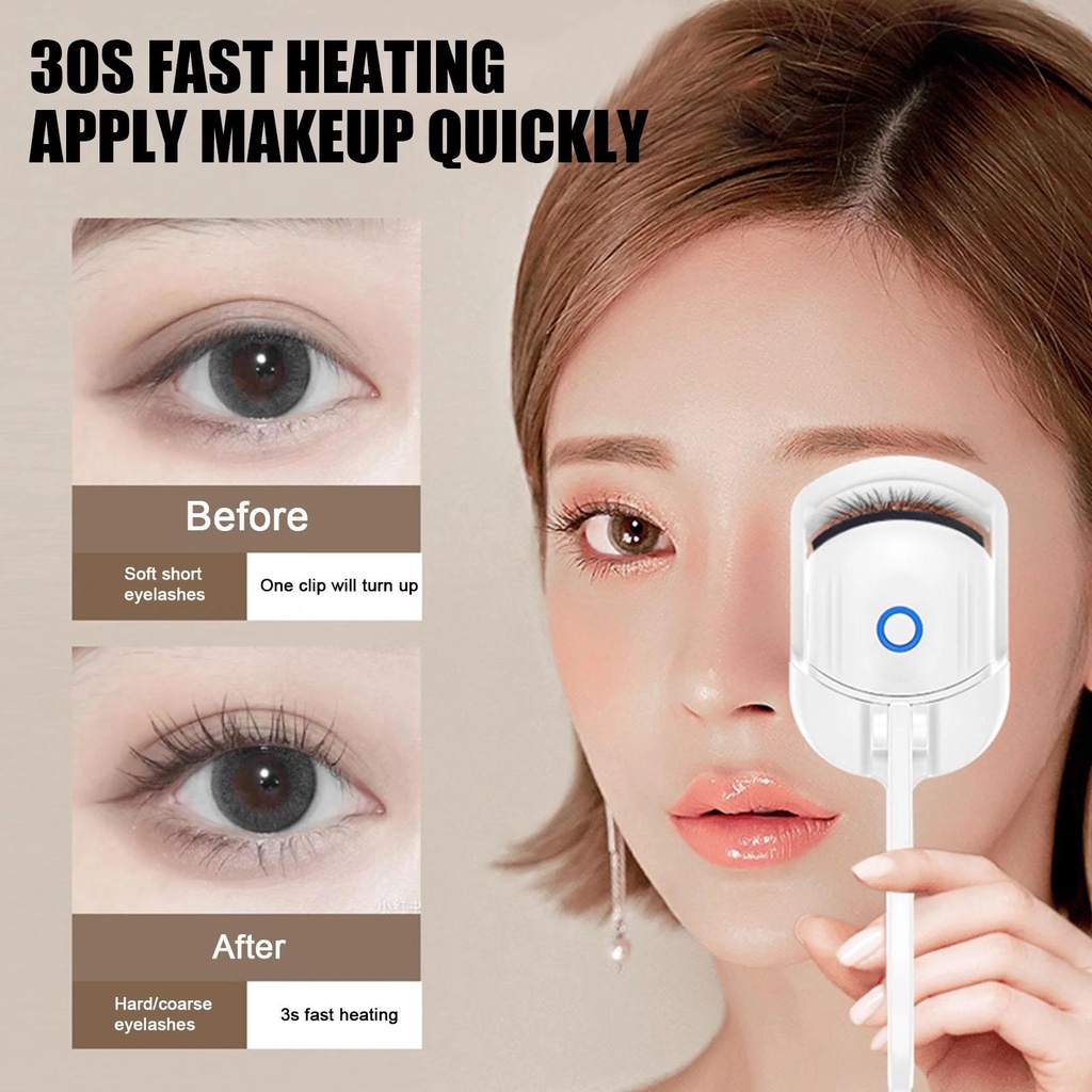 Usb Rechargeable Electric Eyelash Curlers Dengan 2tingkat Temp Portable Heated Eyelashes Curler Electric Heated Eyelash Curler Comb Thermal Penjepit Bulu Mata Alat Makeup