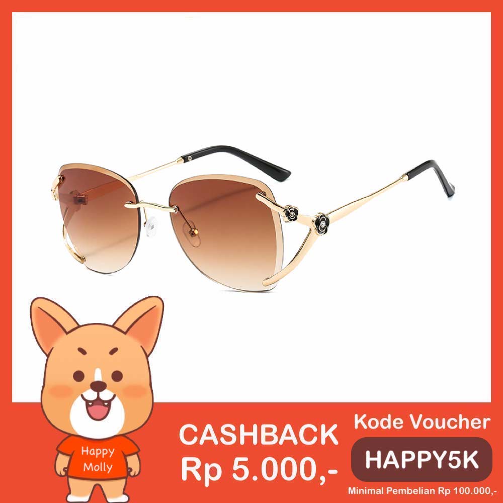 Kacamata UV400 [ Cokelat ] Anti Radiasi - Sunglasses Wanita Korea - HM8152