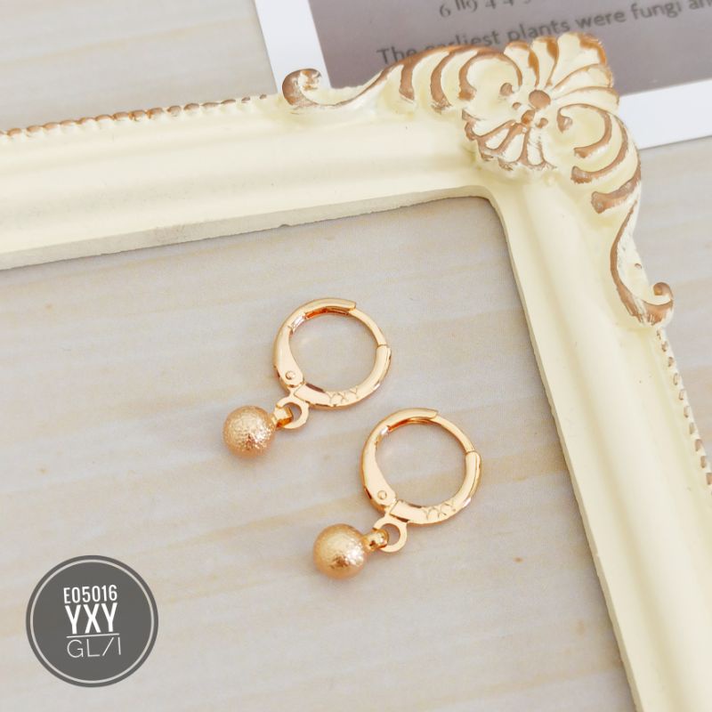 Anting yaxiya bola pasir gold (5mm dan 6mm) E05016