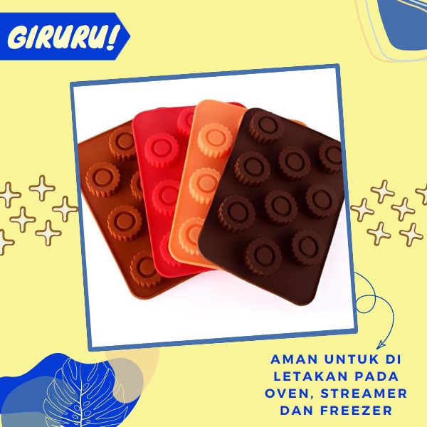 Cetakan Coklat Silikon Motif Gear / Cetakan Coklat Jelly Pudding es Batu / Cetakan Molds Silicone tahan panas Serbaguna