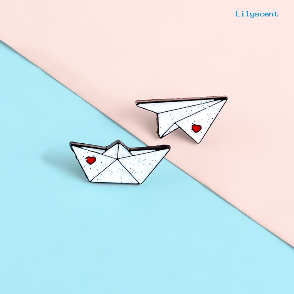 [LS] Unisex Origami Pesawat Perahu Enamel Bros Pin Jaket Tas Lencana Teman Hadiah