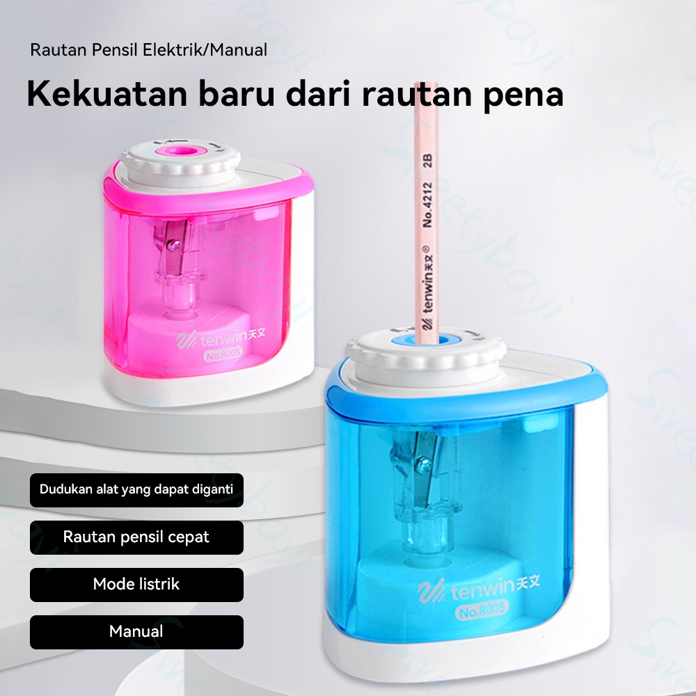 Sweetybayi Rautan pensil electric Pencil pensil otomatis elektrik sharpener Rautan serutan putar