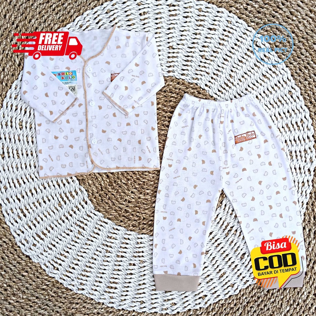 SALE 7.7 Serian Coklat Susu - 3 Stel Setelan Baju Bayi Tangan Panjang Celana Panjang Bayi 0 sd 3 Bulan COKLAT SUSU SERIES merk SNI Bolo - Bolo