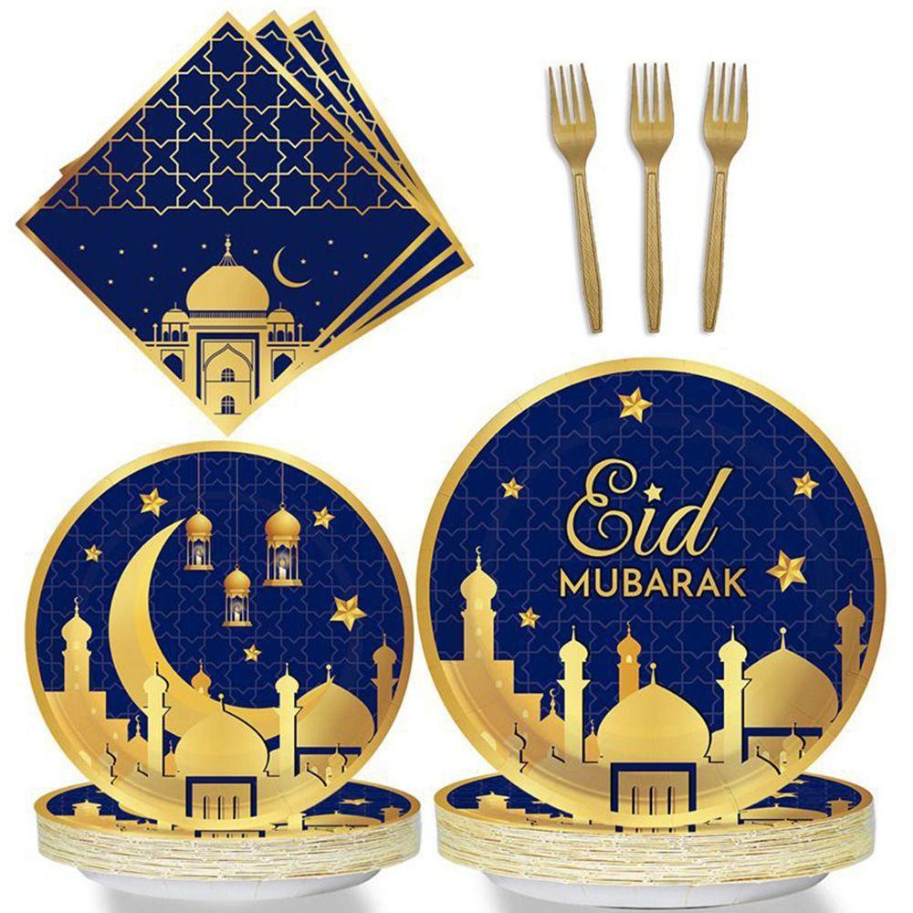 Solighter 10Pcs Peralatan Makan Sekali Pakai Dekorasi Pesta Muslim Islam Ramadhan Kareem Paper Cup