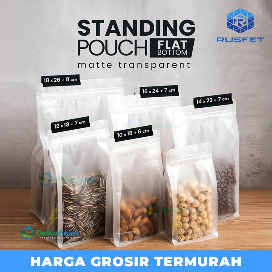 STANDING POUCH FLAT BOTTOM MATTE DOFF / KEMASAN SNACK PREMIUM SATUAN