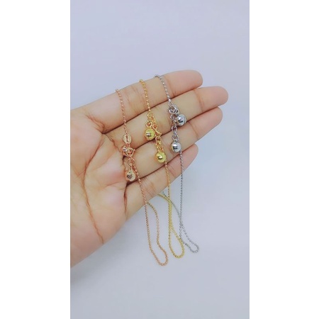 Gelang kaki bijilada +2bel / gelang kaki perak asli silver 925 lapis emas/ gelang kaki fashion wanita terbaru