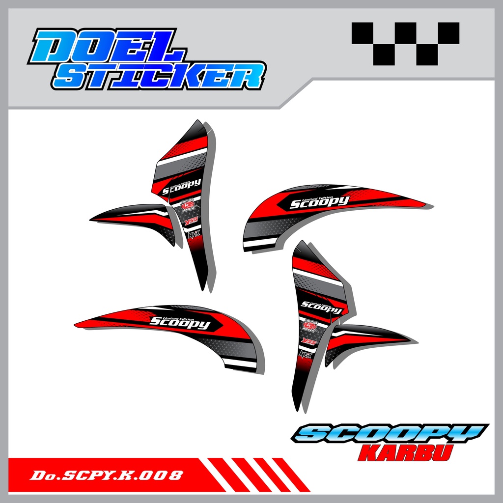 Sticker Striping Honda SCOOPY Karbu Tahun 2010-2013 List Variasi Hologram , Crome Doel 008