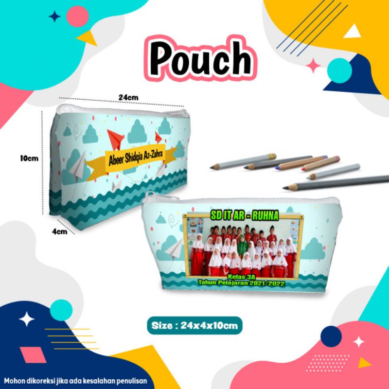 

CUSTOM Tempat Pensil Pouch Mode, Murah Design Karakter Gambar Bebas. - 22x11cm