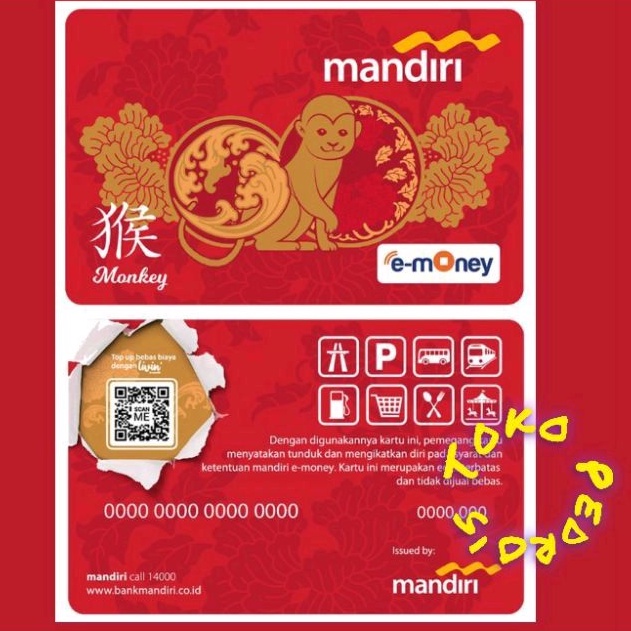 eMoney Mandiri Shio MONYET (Monkey) ORI /Like eTOLL Tapcash Flazz or Brizzi