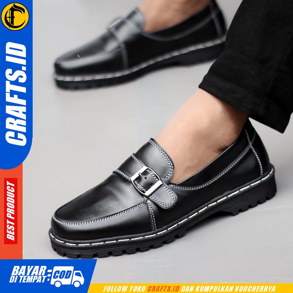 CRAFTS factz - Sepatu Formal Pantofel Docmart Loafers Kerja Hitam Pria