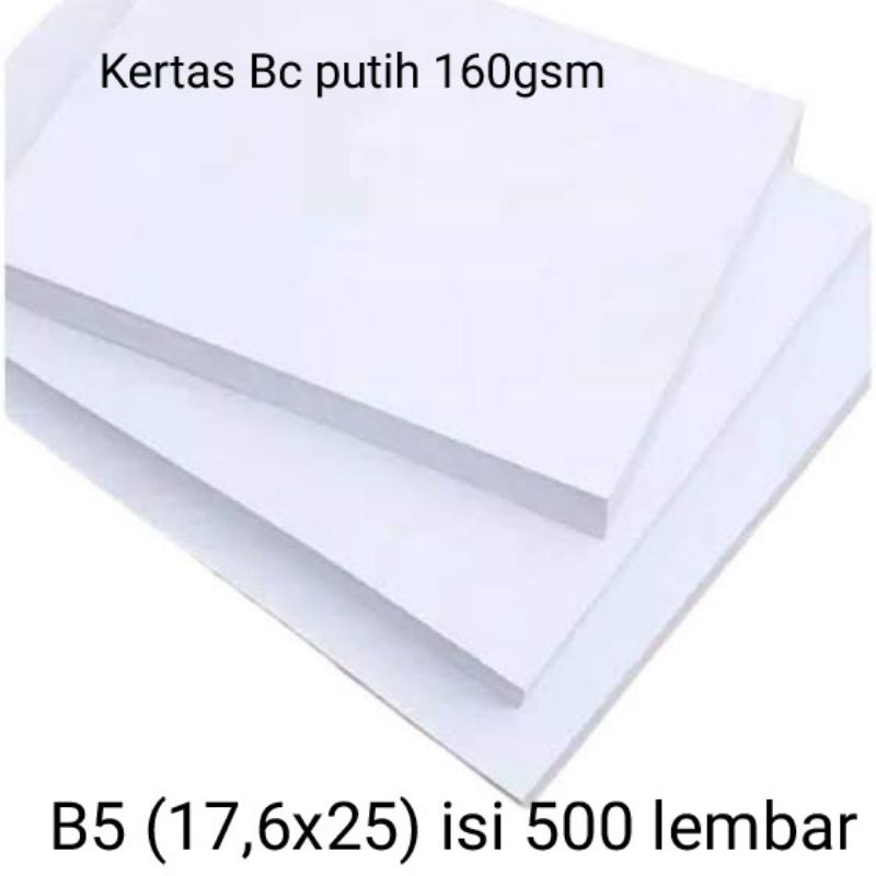 

KERTAS BC PUTIH 160GSM B5 ISI 500 LEMBAR