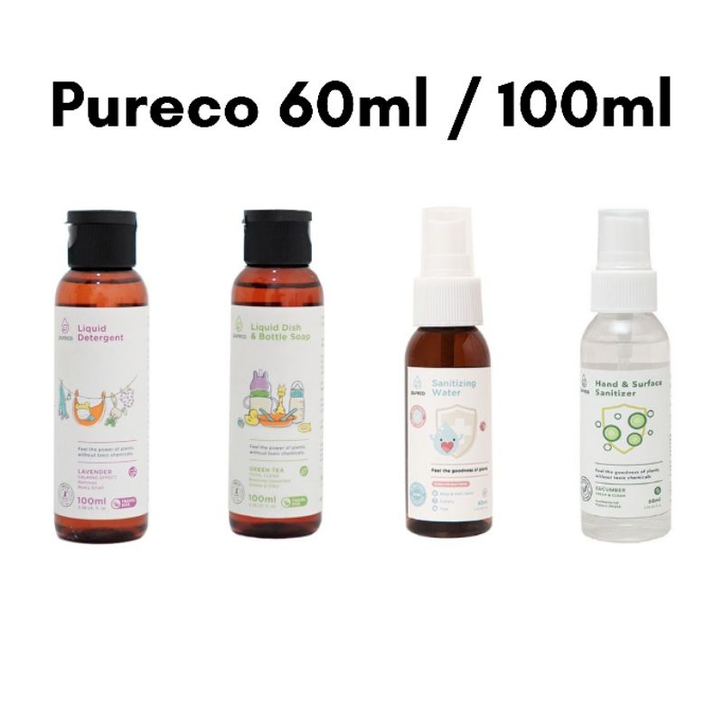 Pureco 60ml 100ml Tester Liquid Detergent / Bottle Dish Soap / Sanitizing Water / Hand and Surface